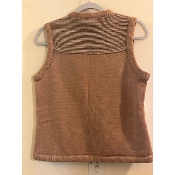 BCBGirls Vest Women Brown Rabbit Fur Wool Bow Tie Open Sleeveless - Picture 8 of 12